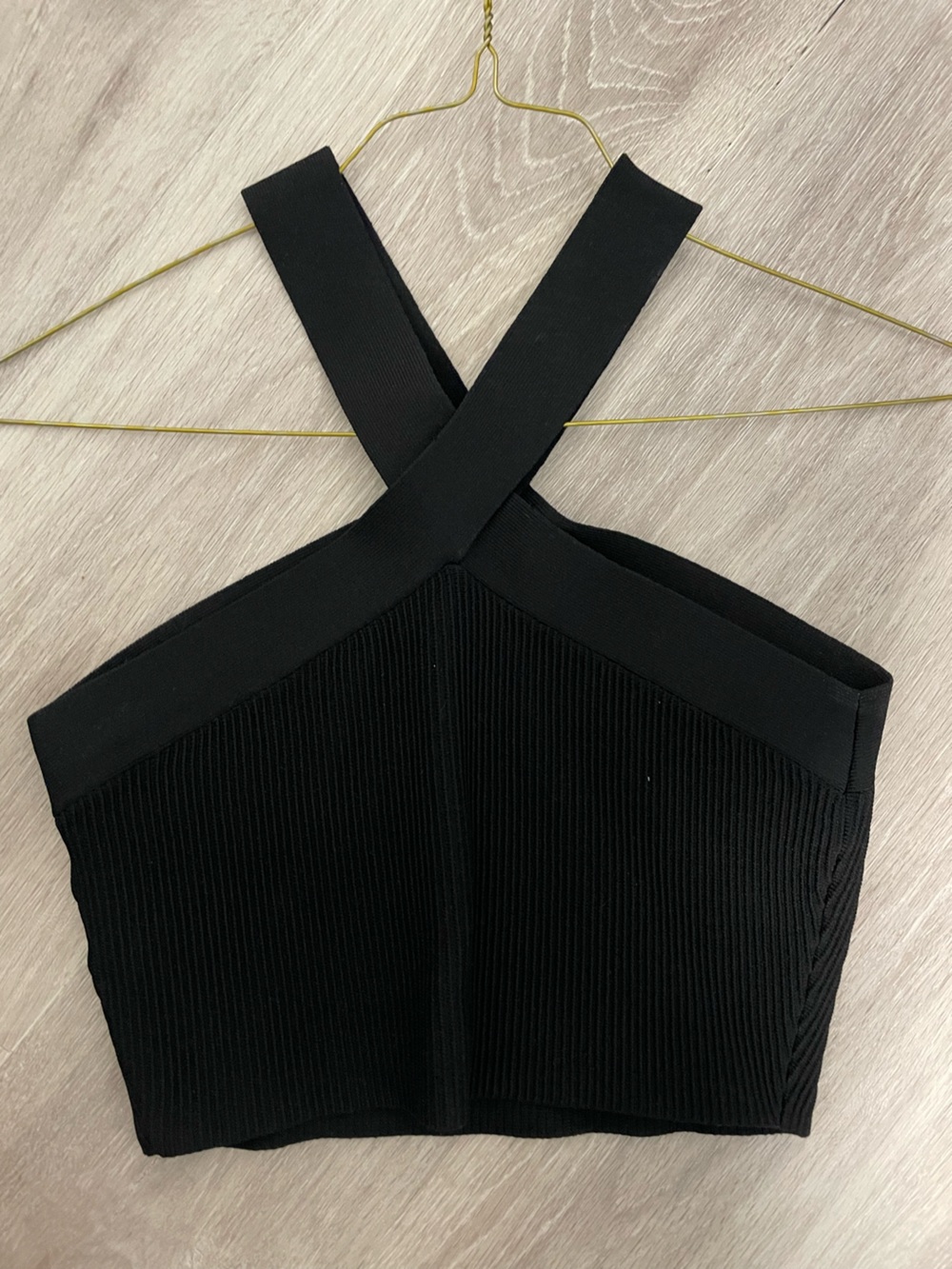 Babaton Black Ribbed One-Piece Swimsuit with Crossback Straps